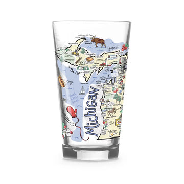 Fishkiss Michigan 16 oz Glass