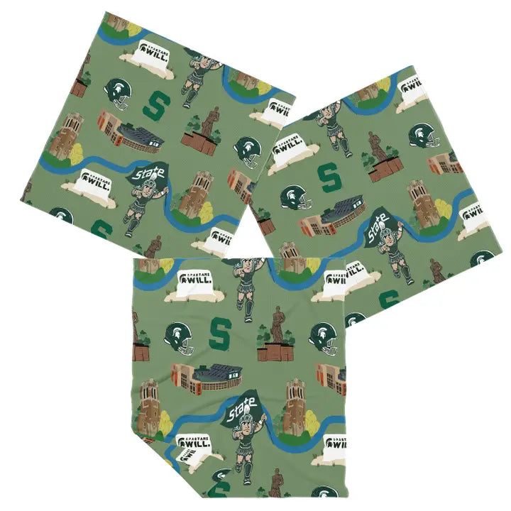 Michigan State University Set of 3 Double Sided Dish Cloths