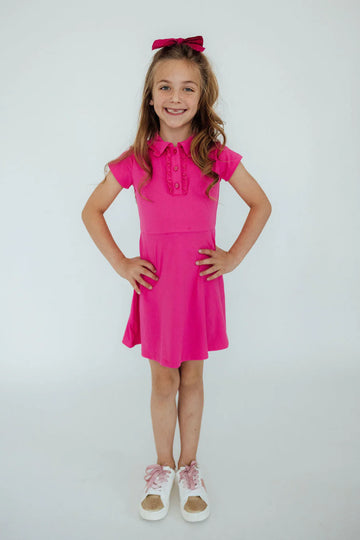 Hot Pink Short Sleeved Polo Dress