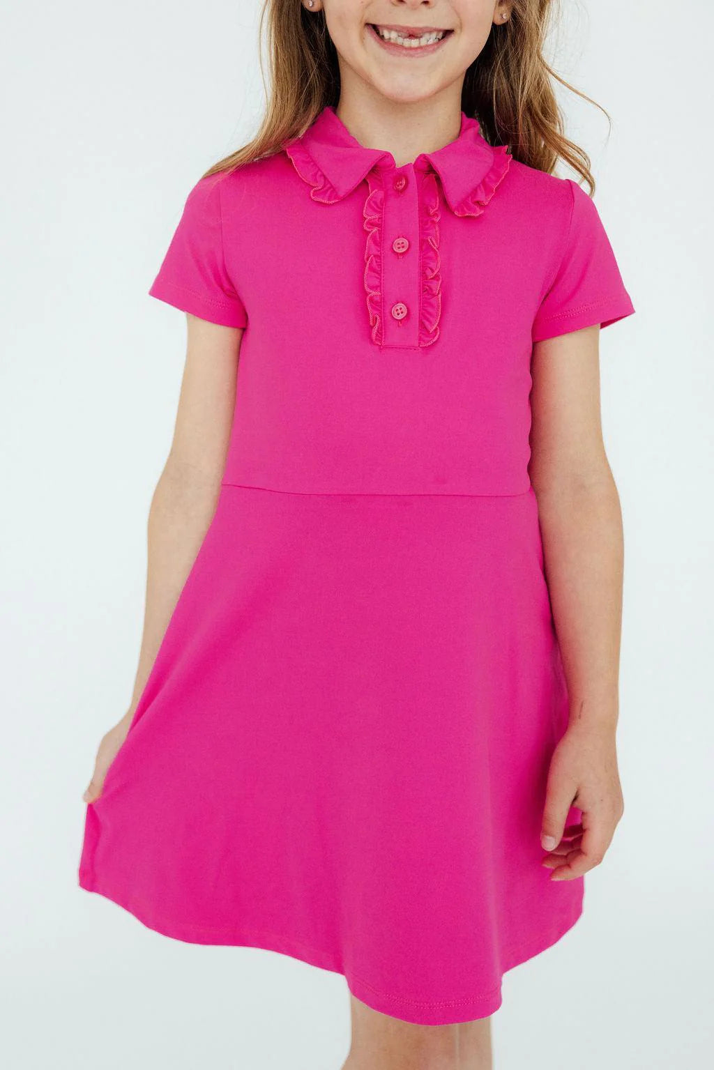 Hot Pink Short Sleeved Polo Dress
