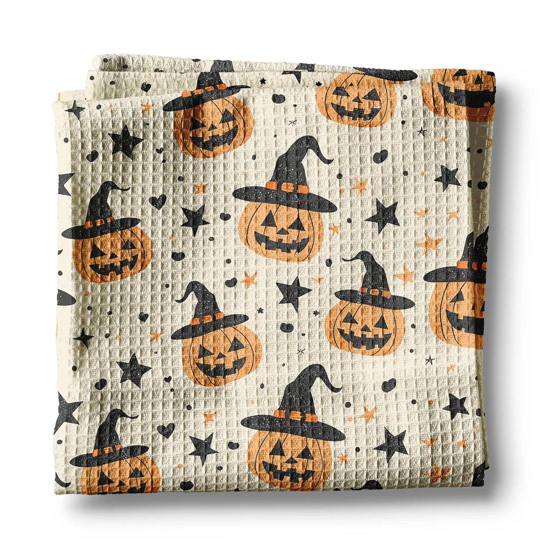 Pumpkin Witch Halloween Fall Collage Kitchen Towel Waffle