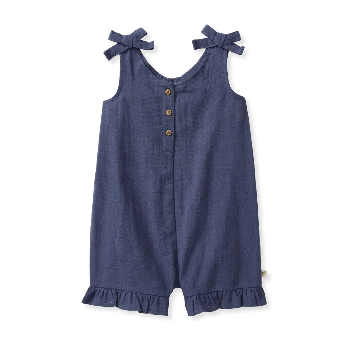 Blue Smoke Check Gauze Blue Girl Romper