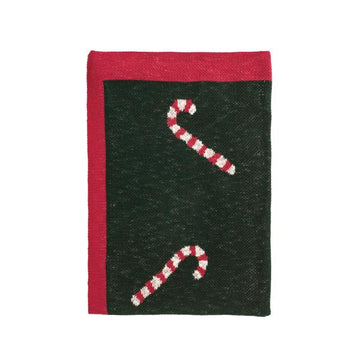 Knit Candy Cane Throw Blanket