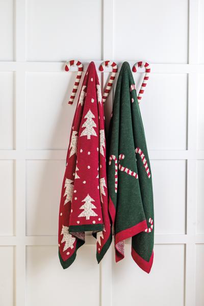 Knit Candy Cane Throw Blanket