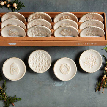 White Christmas Tidbit Plates