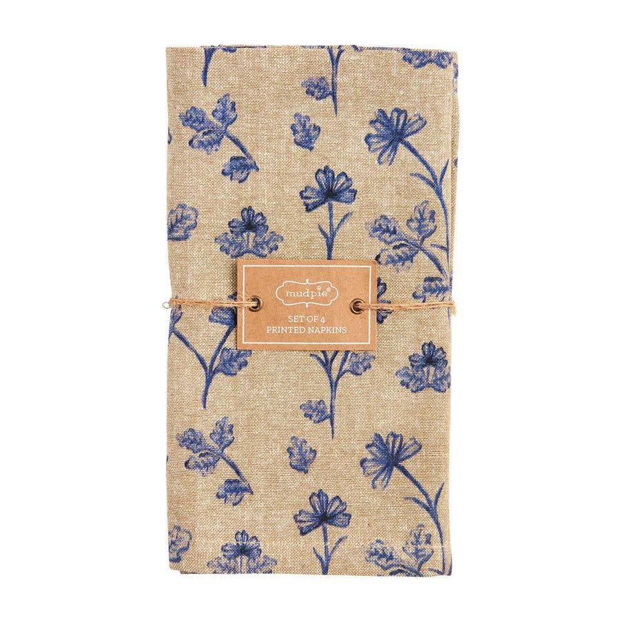 Blue Floral Cloth Napkin Set