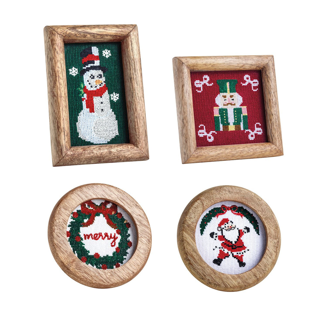 Framed Christmas Needlepoint Panels