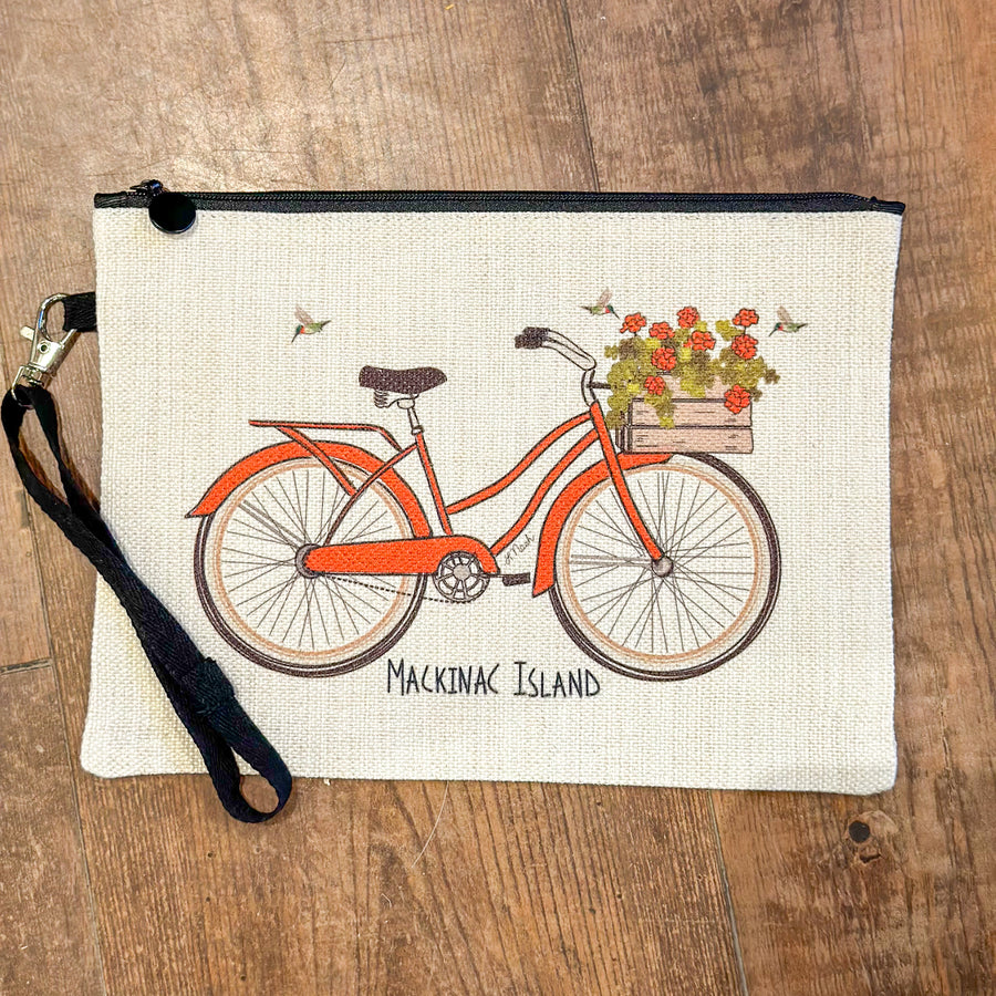 Bike with Hummingbird Makeup Pouch I Red Cabin Studio