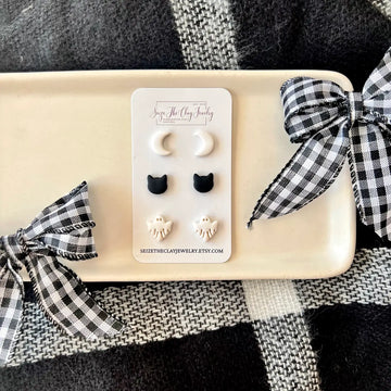 Moon Cat Ghost Pack Earrings