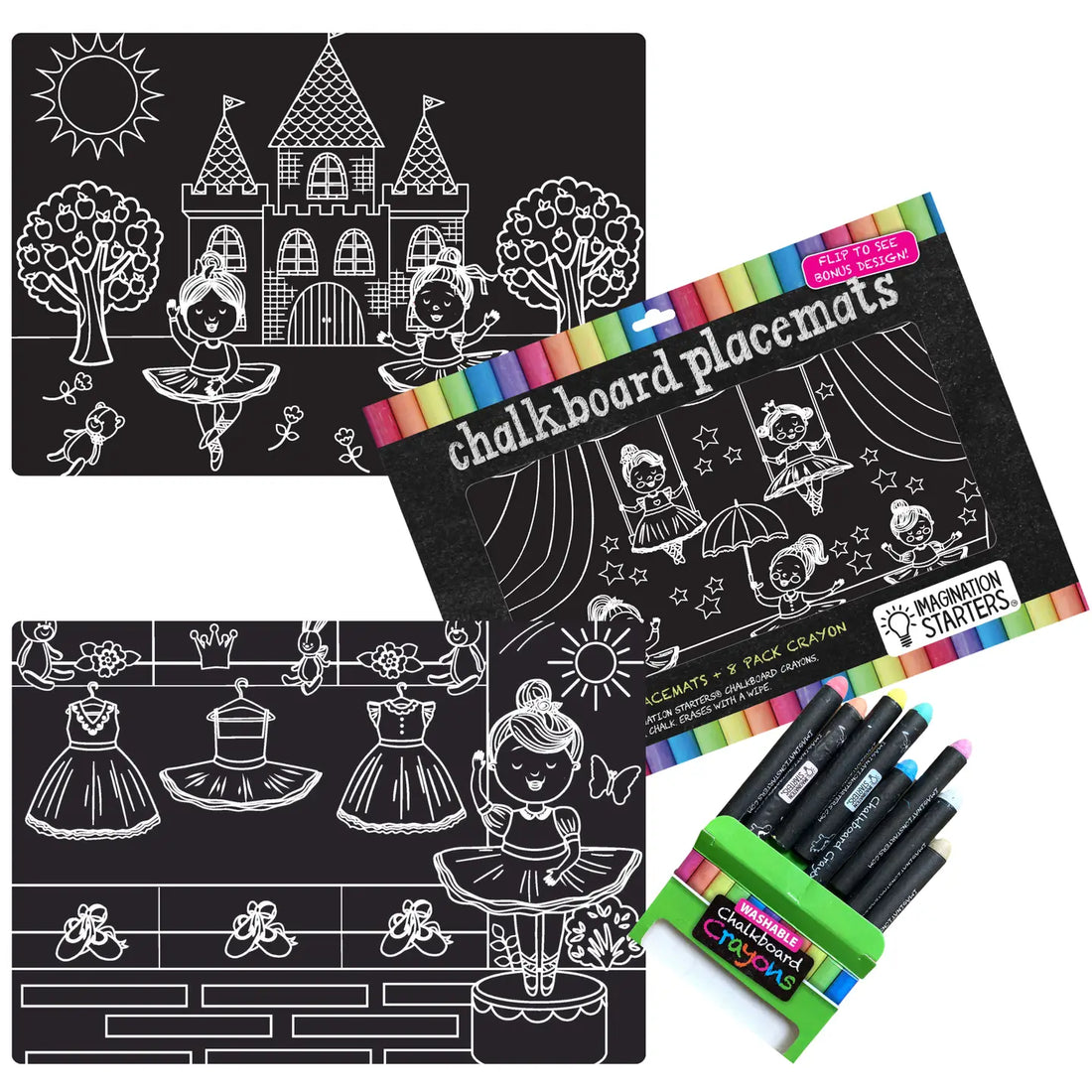 Reusable Coloring Ballerina Travel Mat Set