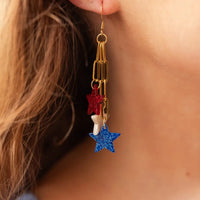 Firework Star Earrings - Red, White & Blue