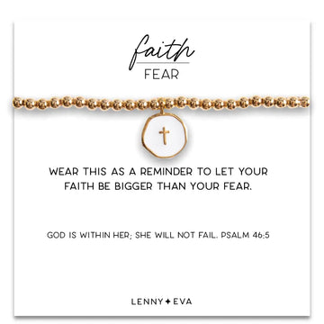 Faith Over Fear Cross Charm Bracelet