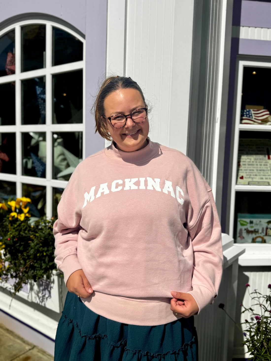 Pink Mackinac Mock Neck
