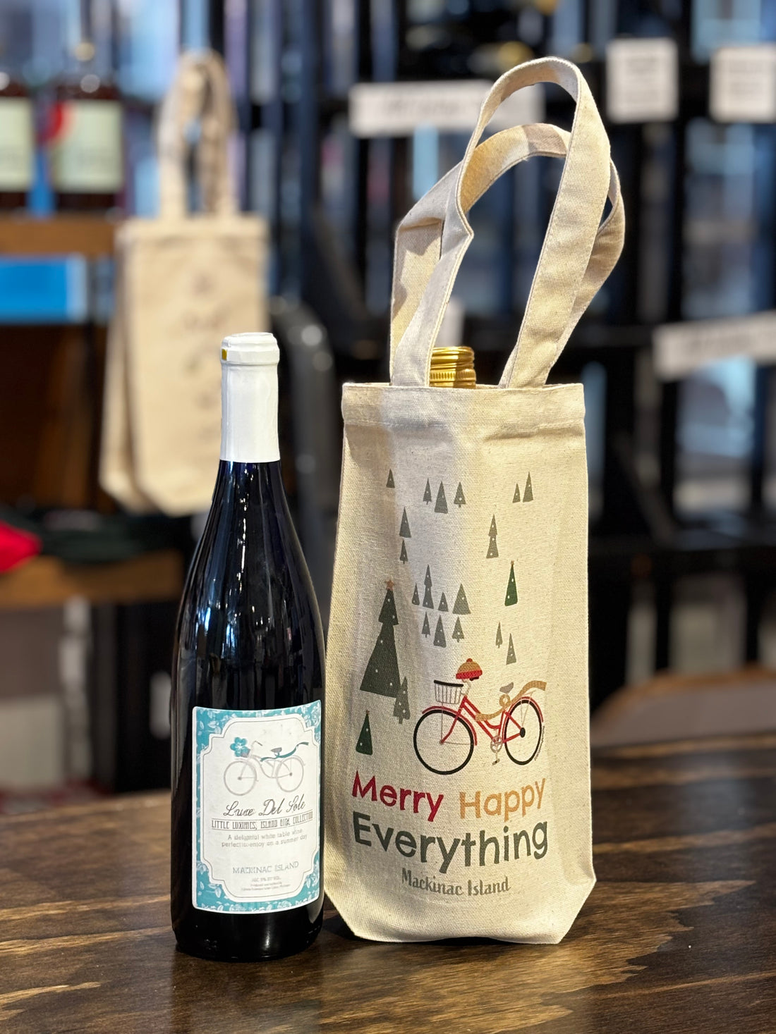 Merry Happy Everything Wine Bag