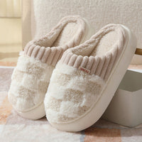 Checkered Fuzzy Warm Slippers