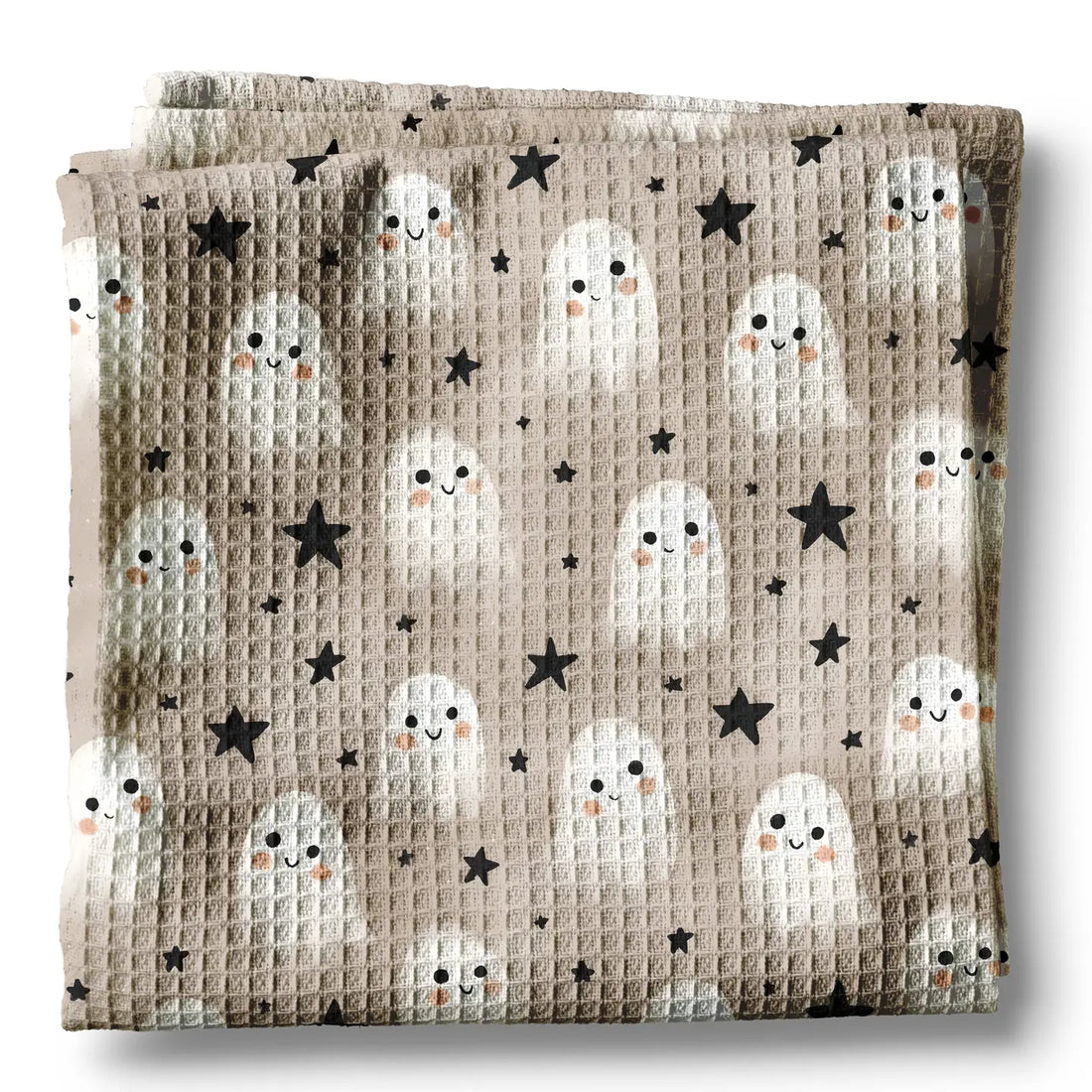 Ghost Smiles Halloween Fall Collage Kitchen Towel Waffle