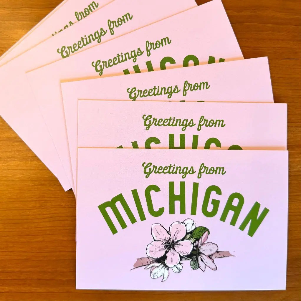 Greetings from Michigan Apple Blossom Post Card