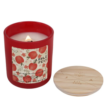 Apple Fest 12 oz Glass Wooden Wick Candle