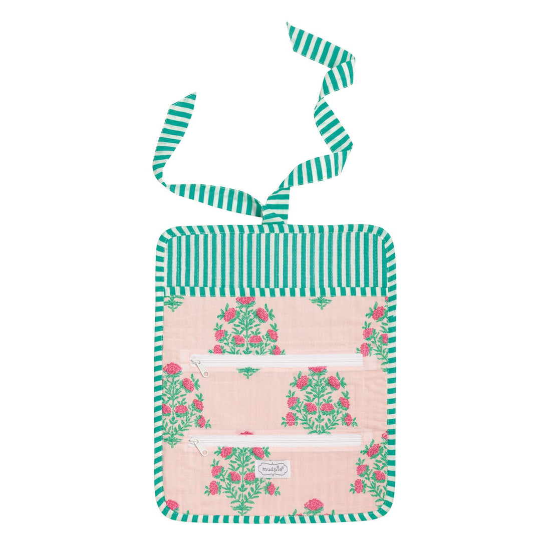 Blush Block Print Jewelry Roll