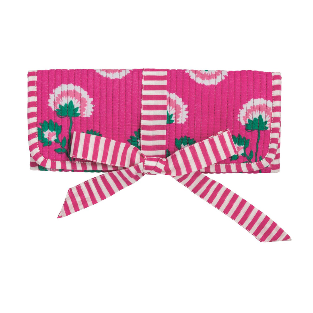 Pink Block Print Jewelry Roll