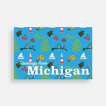 "Greetings From Michigan" Symbols Postcard