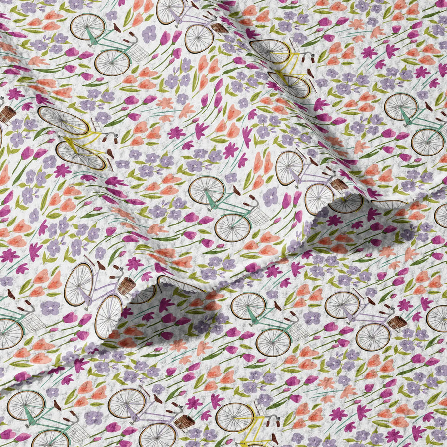 Floral Bikes Recycled Waffle Dish Towel