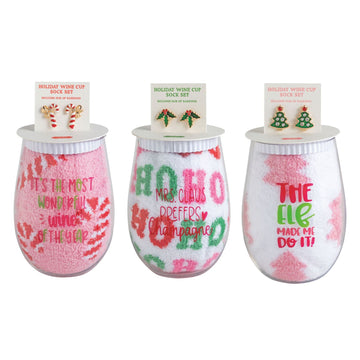Holiday Wine, Earring & Sock Sets