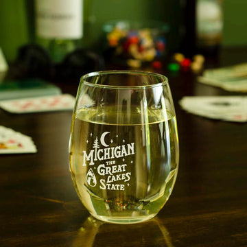 Michigan Vintage Font Wine Glass