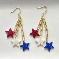 Firework Star Earrings - Red, White & Blue