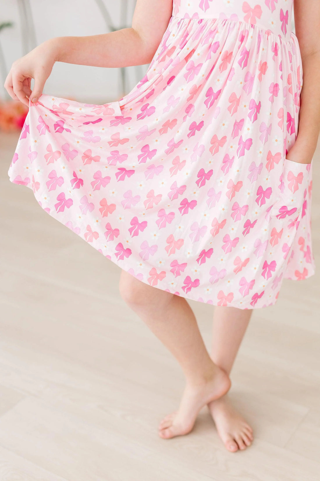Bow Beauty Short Sleeved Pocket Twirl Dress