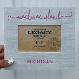 Mackinac Island Pink Script Picture Frame