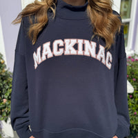 Navy and Pink Mackinac Mock Neck