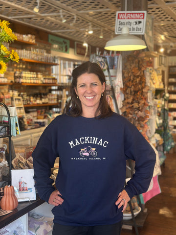 Navy Mackinac Bike Crewneck Sweatshirt
