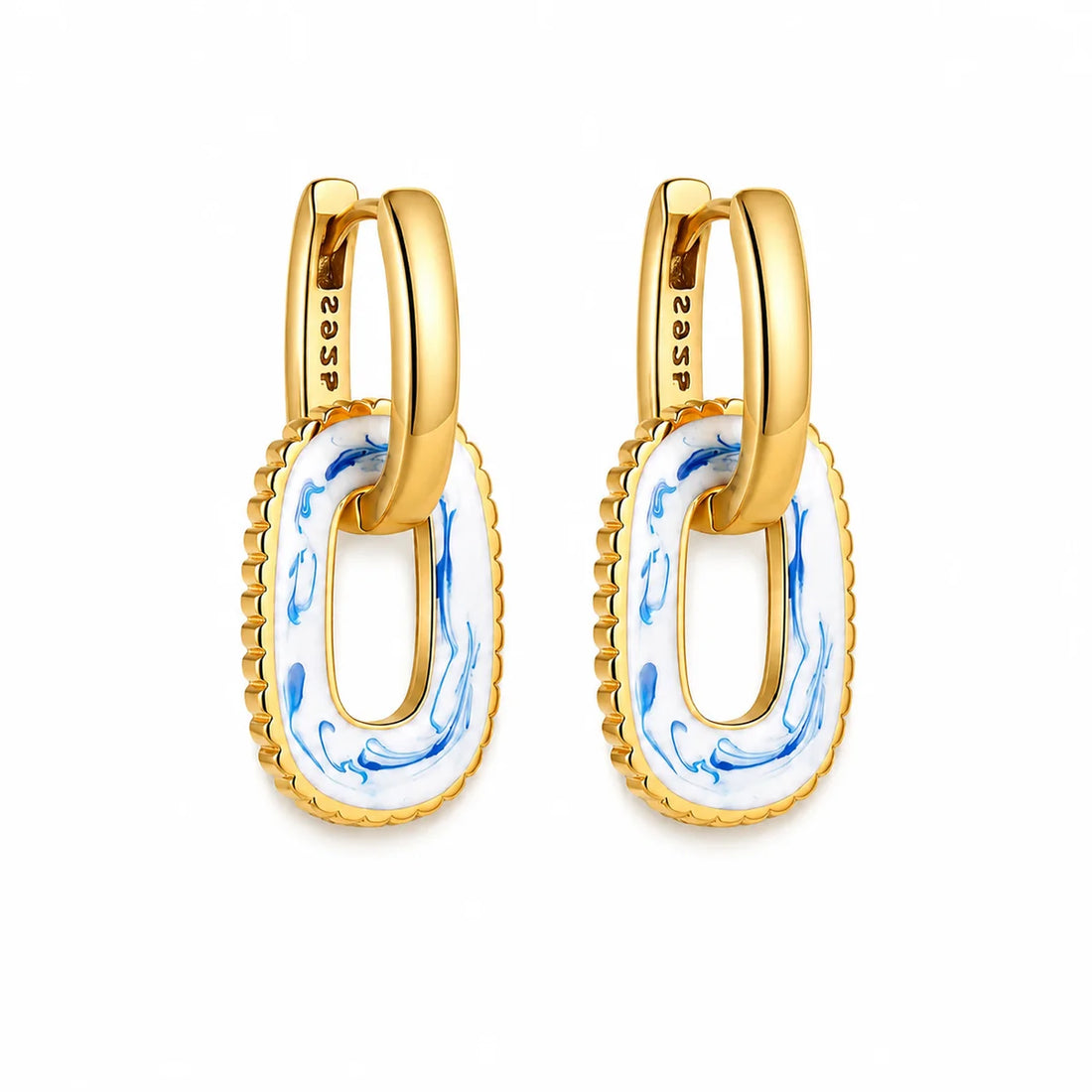 Watercolor Oval Charm Earrings