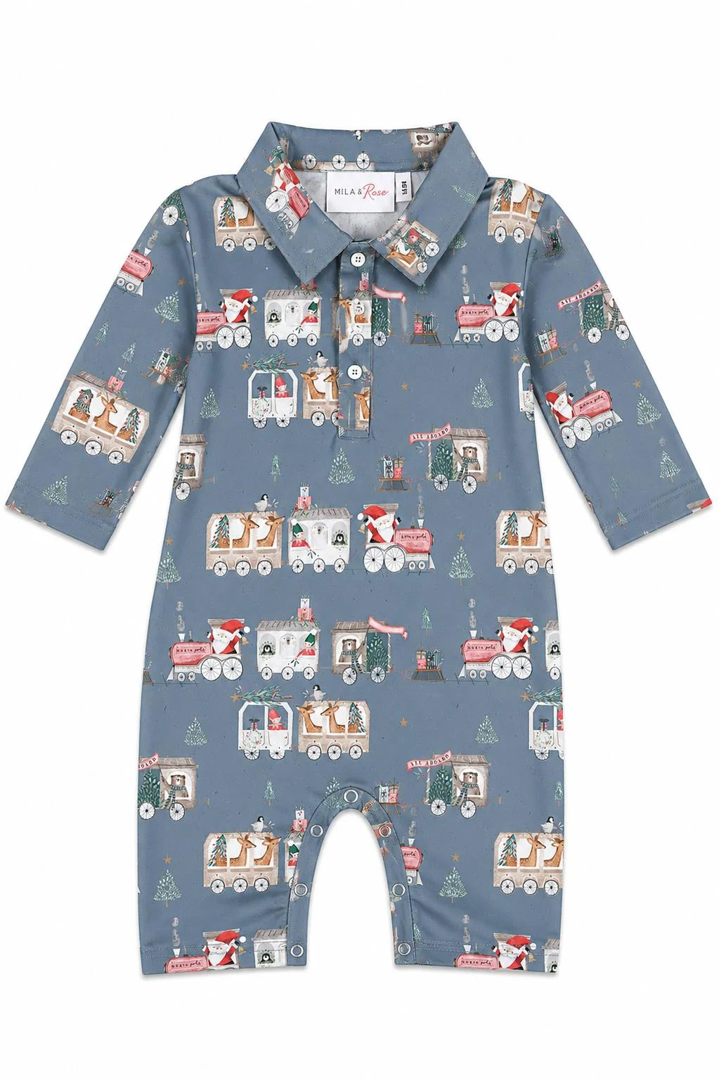 North Pole Express Long Sleeve Polo One-Piece