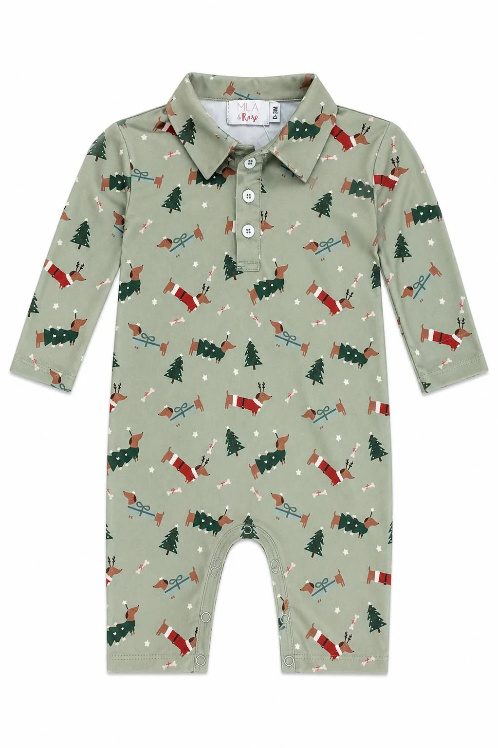 Dachshund Through the Snow Long Sleeve Polo One-Piece