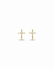White Thin Cross Studs
