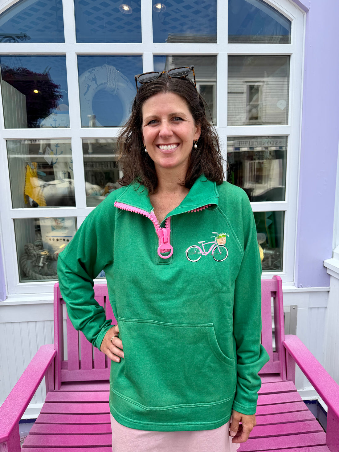 Green Bicycle Zip Up | LL X Leland Gal
