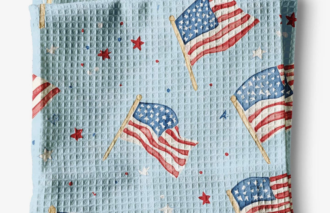 4th July Patriotic Red White Blue Flag
Kitchen Towel Waffle
