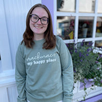 Mackinac My Happy Place Green Crewneck