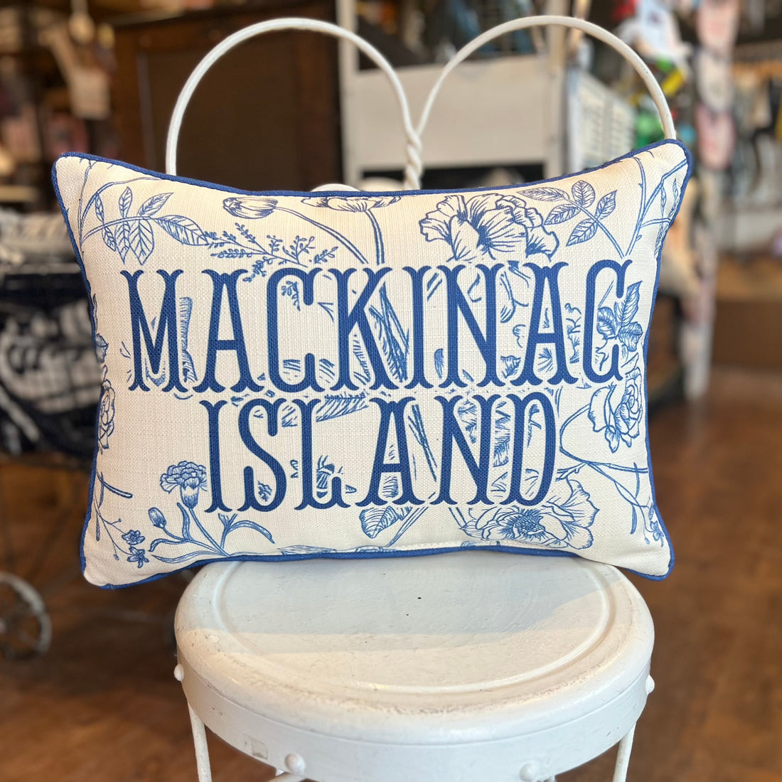 Mackinac Island Blue Victorian Pillow