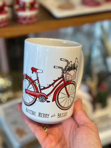 Girl Christmas Bike Mug | Red Cabin Studio