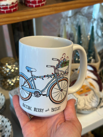 Boy Christmas Bike Mug | Red Cabin Studio