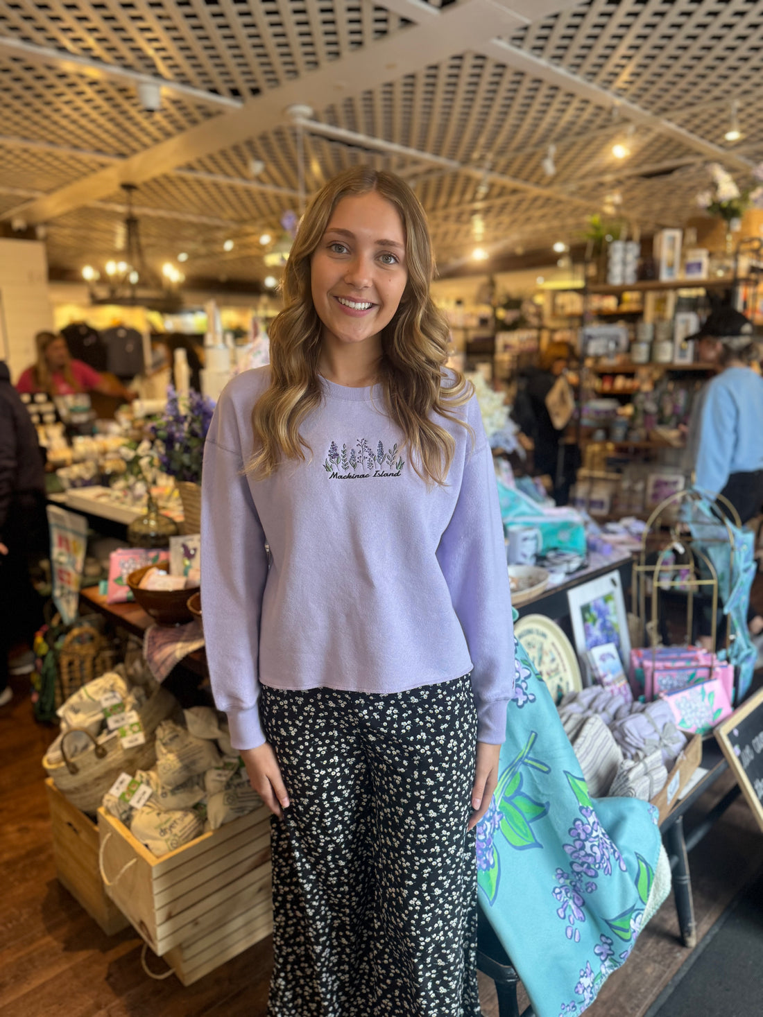 Lilac Embroidered Crew Neck