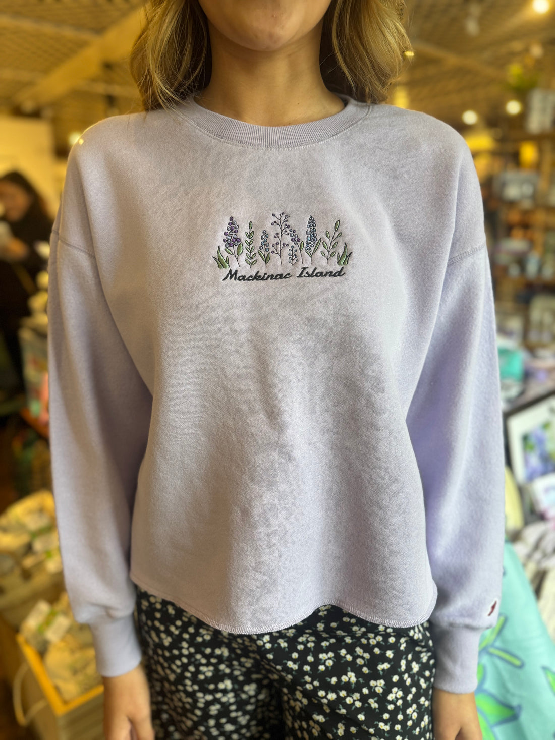 Lilac Embroidered Crew Neck