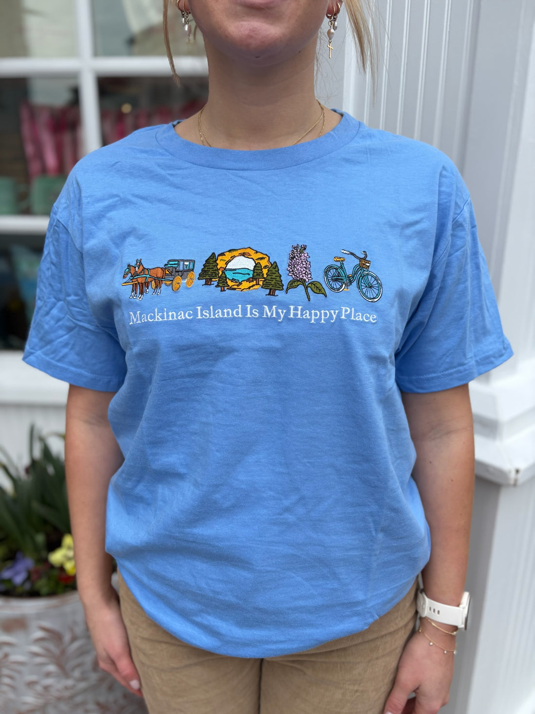 Mackinac Island Embroidered Shirt