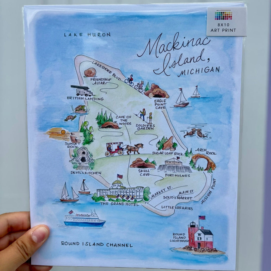 Mackinac Island Map Art Print