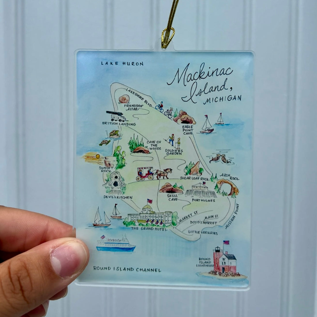 Mackinac Island Map Acrylic Ornament