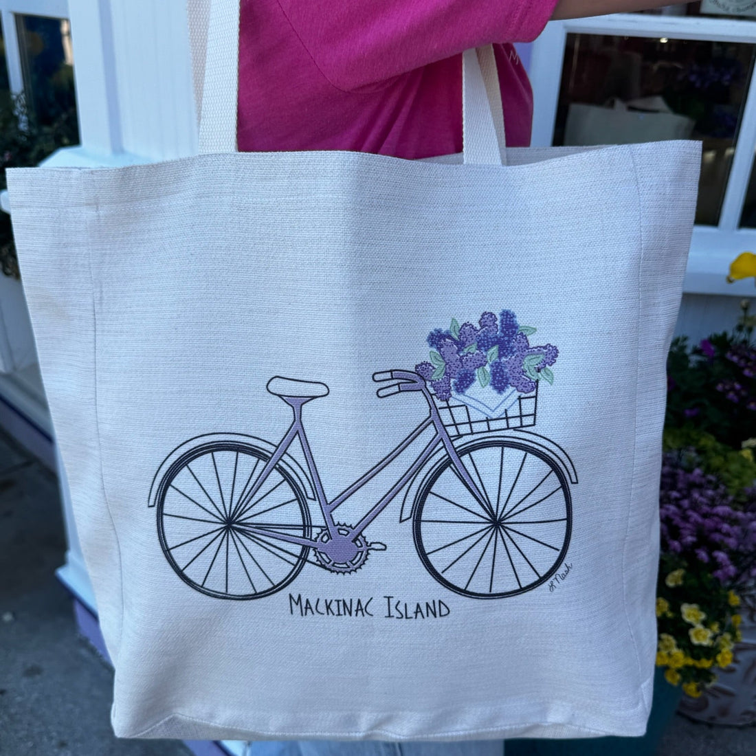 Lilac Bicycle Tote I Red Cabin Studio