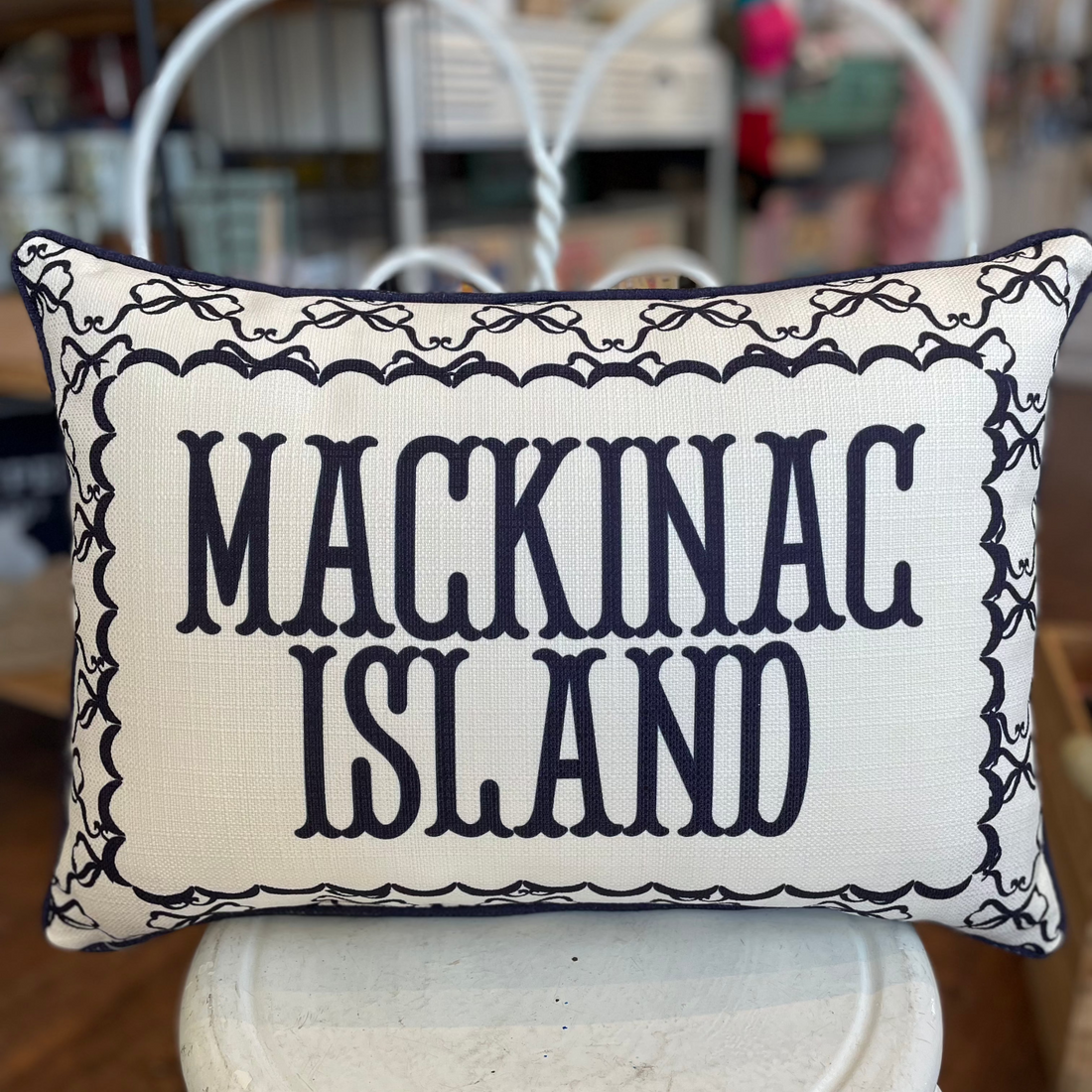 Mackinac Ribbon Frame Pillow
